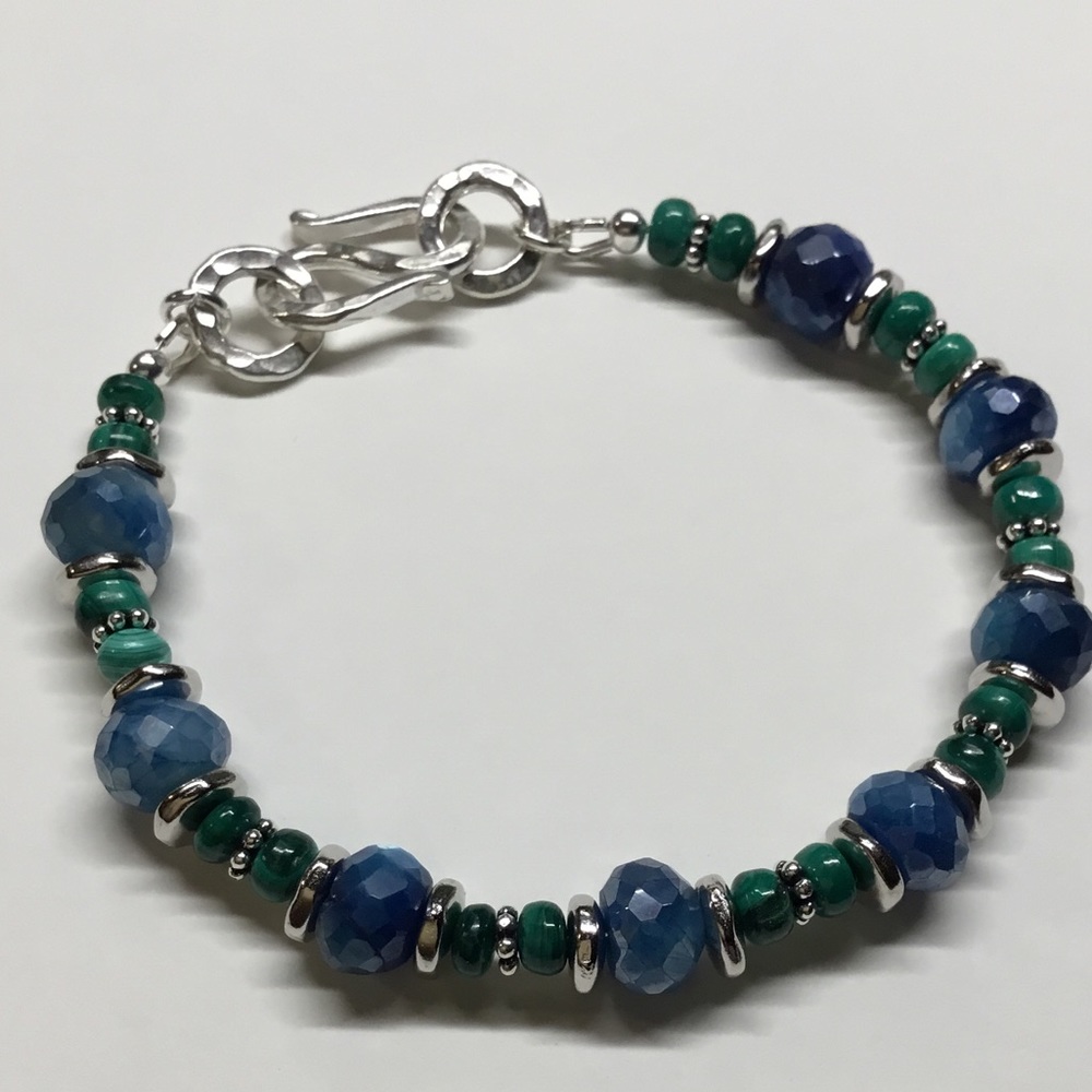 NEW! 🌹Mystic Blue Moonstone/Malachite Bracelet - Picture 1 of 4